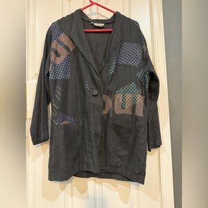 Beppa vintage black linen art-to-wear blazer jacket Women’s Vintage